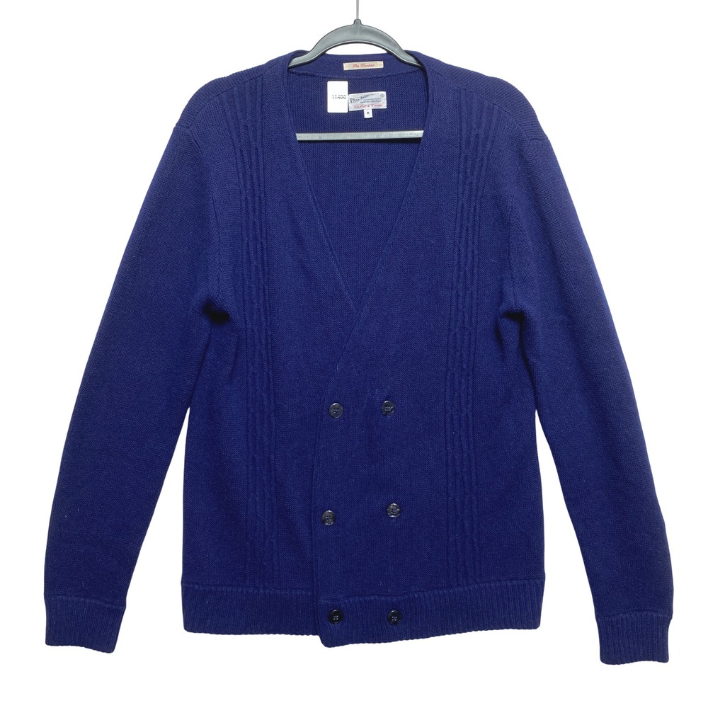 Gant Cardigan Mens Medium Blue Double Breasted The Doubler Alpaca Cotton Sweater
